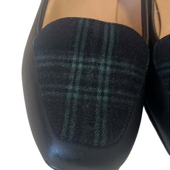 Bandolino Liberty Black Leather Green Plaid Slip On Flats Size 8.5 - Picture 4 of 8